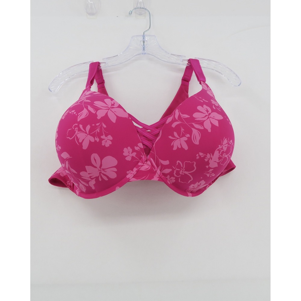 Torrid Pink Floral Lattice Strappy Full Coverage Underwire Bra 46D